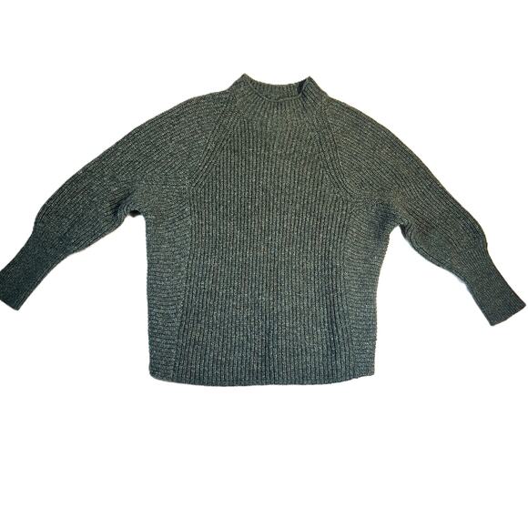 Chico's Rib Knit Sweater Woman's Chico's 1= US M Green High Neckline - Picture 1 of 14